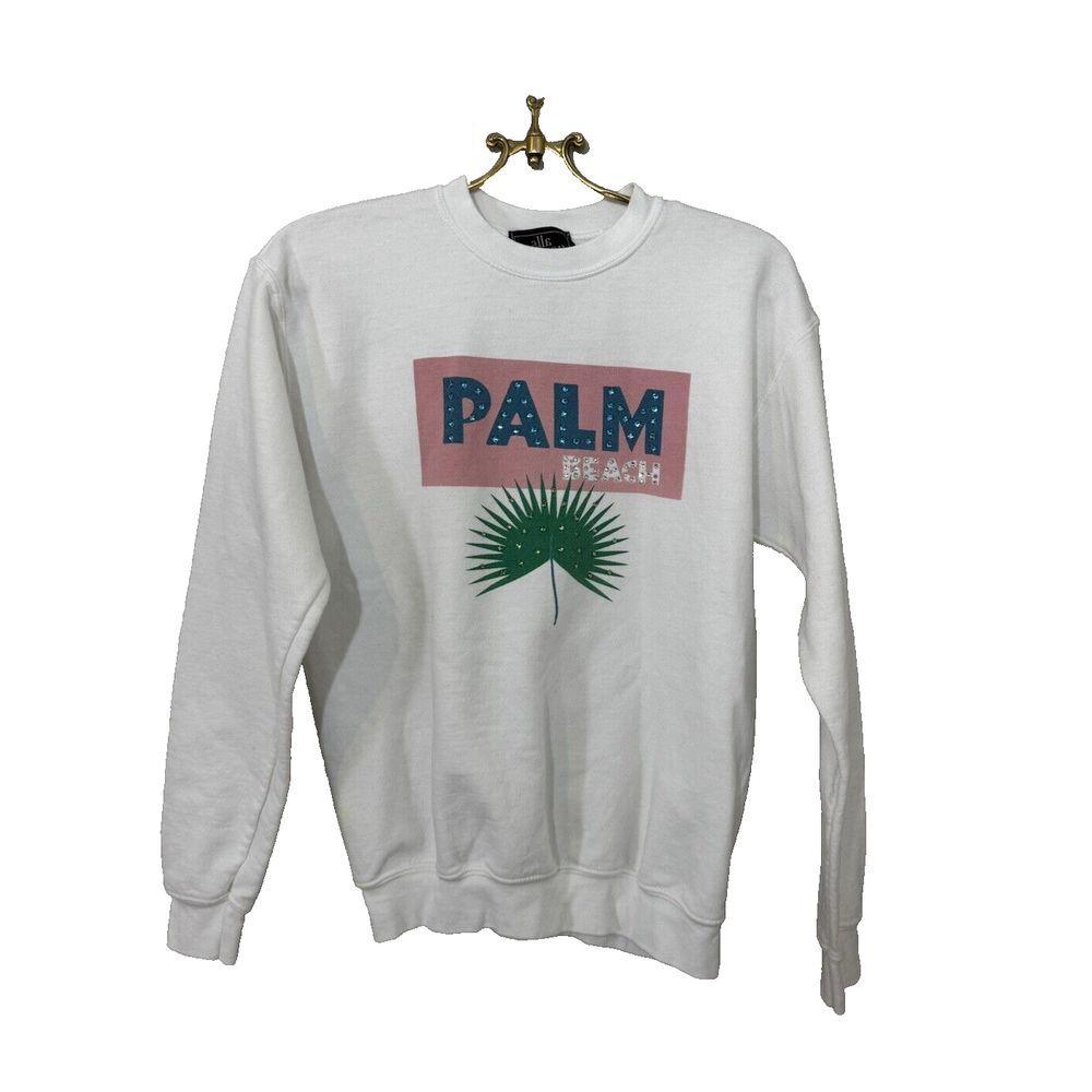 Alla Berman Women's Sweater Palm Beach Boyfriend Sweatshirt White sz‎ XS $198